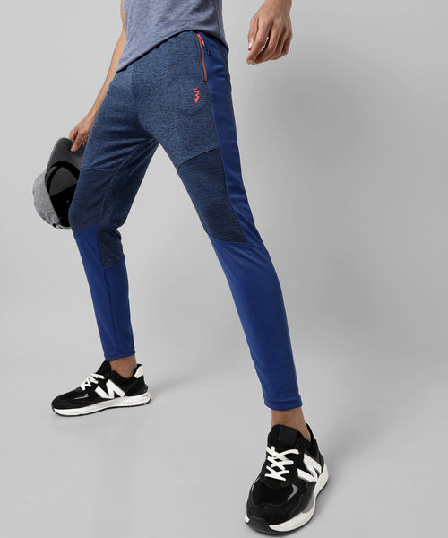 Men's Blue Colourblocked Regular Fit Trackpants