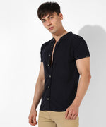 Men's Solid Black Regular Fit Casual Shirt