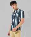 Men's Blue Striped Regular Fit Casual Shirt