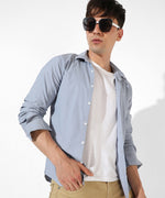 Men's Solid Light Grey Regular Fit Casual Shirt