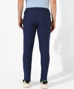 Men's Navy Blue Striped Regular Fit Trackpants