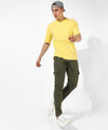 Men's Olive Green Striped Regular Fit Trackpants