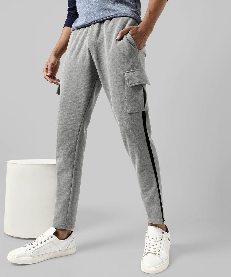 Men's Solid Grey Regular Fit Trackpants