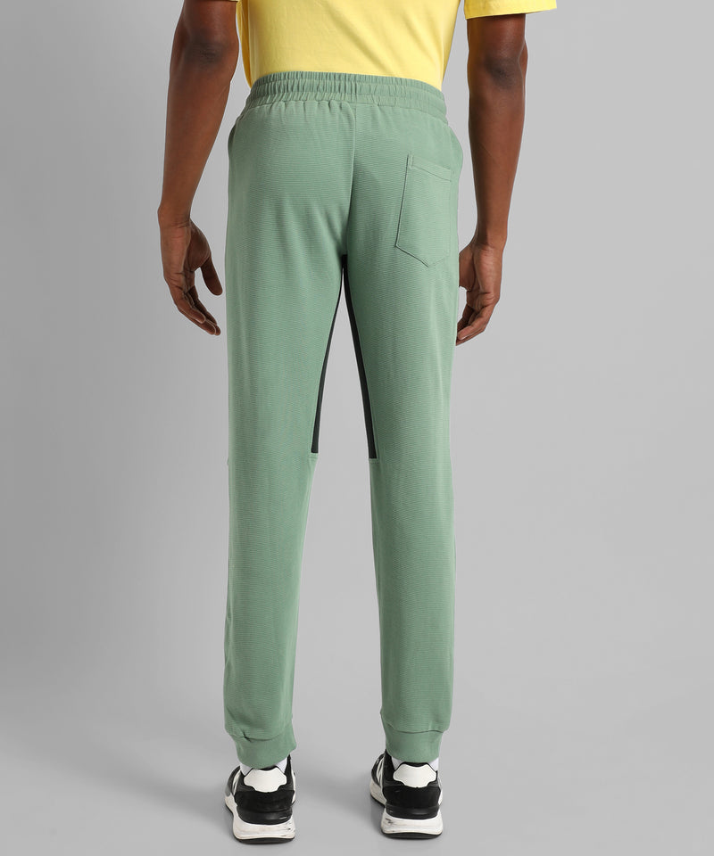 Men's Solid Sage Green Regular Fit Trackpants