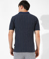 Men's Navy Blue Striped Regular Fit Casual T-Shirt
