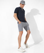 Men's Navy Blue Striped Regular Fit Casual T-Shirt