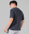 Men's Grey Striped Regular Fit Casual T-Shirt