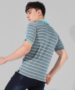 Men's Blue Striped Regular Fit Casual T-Shirt