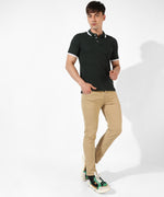 Men's Solid Green Regular Fit Casual T-Shirt