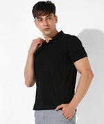 Men's Solid Black Regular Fit Casual T-Shirt
