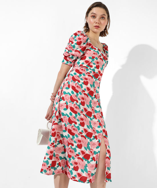 Women's Printed Multicolour Regular Fit Dress