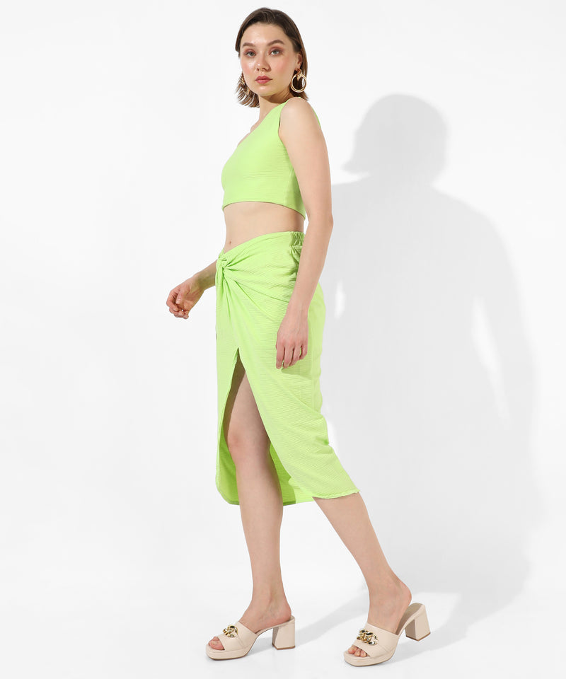 Women's Solid Green Regular Fit Co-Ords Set