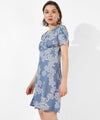 Women's Blue Printed Regular Fit Dress