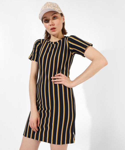 Women's Multicolor Striped Regular Fit Dress