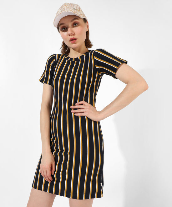 Women's Multicolor Striped Regular Fit Dress