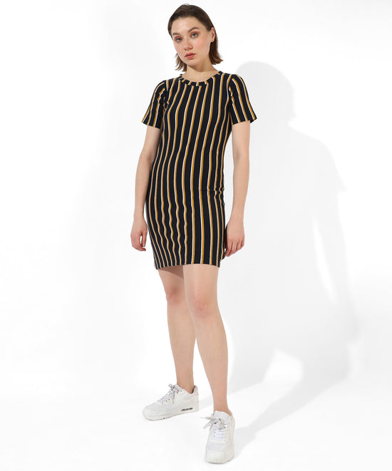 Women's Multicolor Striped Regular Fit Dress