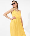 Women's Solid Yellow Regular Fit Dress