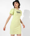 Women's Yellow Printed Regular Fit Dress