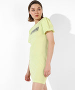 Women's Yellow Printed Regular Fit Dress