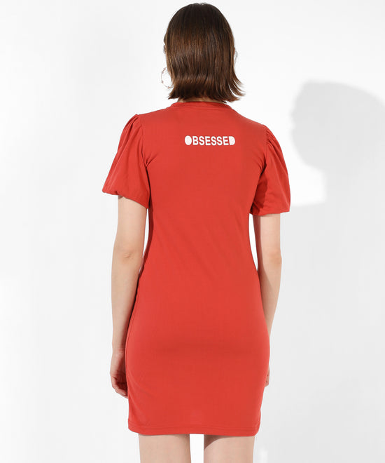 Women's Solid Red Regular Fit Dress