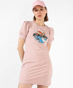 Women's Pink Printed Regular Fit Dress