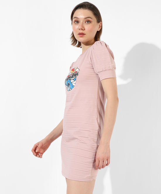 Women's Pink Printed Regular Fit Dress