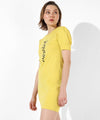 Women's Yellow Printed Regular Fit Dress