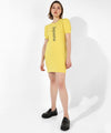 Women's Yellow Printed Regular Fit Dress