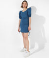 Women's Solid Blue Regular Fit Dress