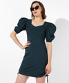 Women's Solid Blue Regular Fit Dress