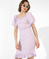 Women's Solid Lavender Regular Fit Dress