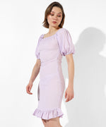 Women's Solid Lavender Regular Fit Dress