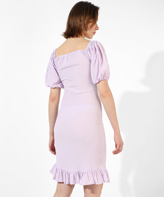 Women's Solid Lavender Regular Fit Dress