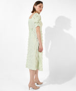 Women's Green Textured Regular Fit Dress