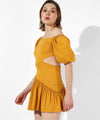 Women's Solid Mustard Yellow Regular Fit Dress