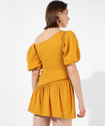 Women's Solid Mustard Yellow Regular Fit Dress