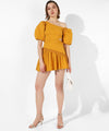 Women's Solid Mustard Yellow Regular Fit Dress