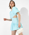 Women's Solid Light Blue Regular Fit Dress