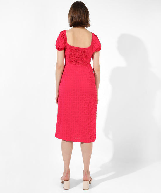 Women's Solid Red Regular Fit Dress