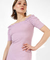 Women's Solid Lavender Regular Fit Dress