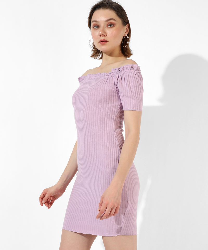 Women's Solid Lavender Regular Fit Dress