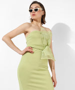 Women's Solid Green Regular Fit Dress