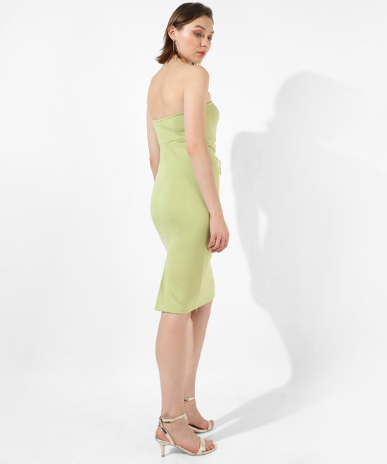 Women's Solid Green Regular Fit Dress