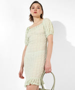 Women's Green Textured Regular Fit Dress