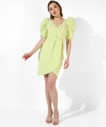 Women's Solid Green Regular Fit Dress