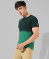 Men's Colourblocked Aqua Regular Fit Casual T-Shirt