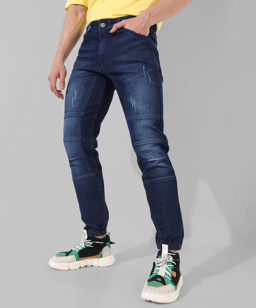 Men's Classic Blue Dark-Washed Regular Fit Denim Jeans