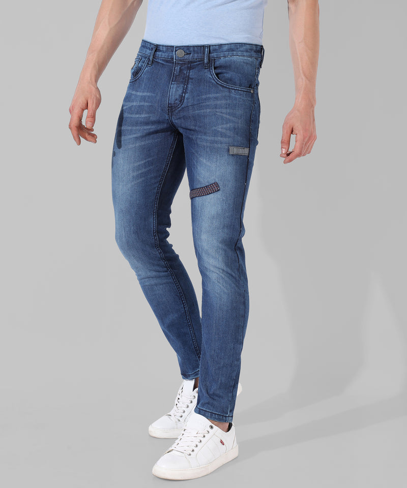 Men's Classic Blue Medium-Washed Regular Fit Denim Jeans