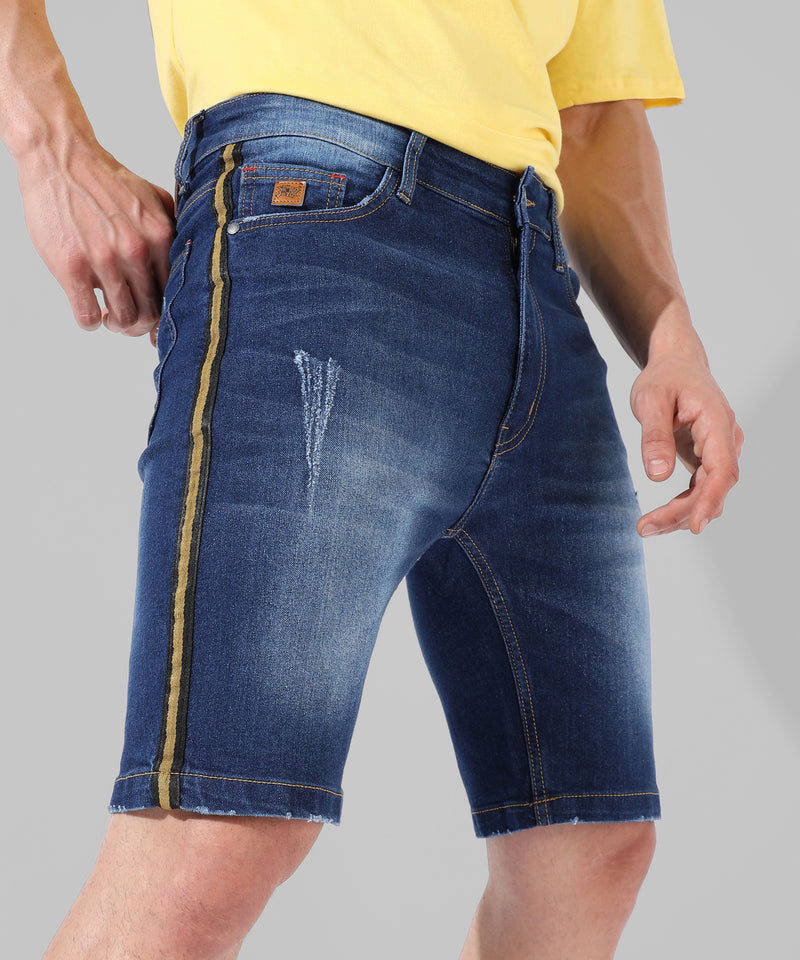 Men's Classic Blue Dark-Washed Regular Fit Denim Shorts