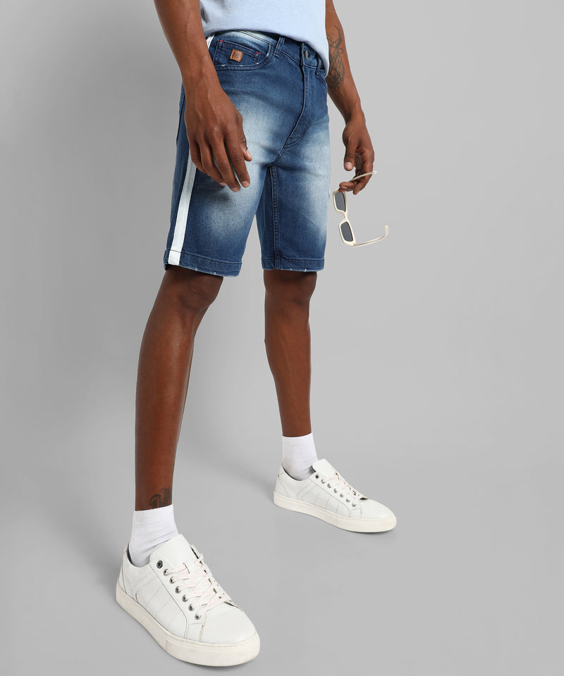 Men's Classic Blue Light-Washed Regular Fit Denim Shorts